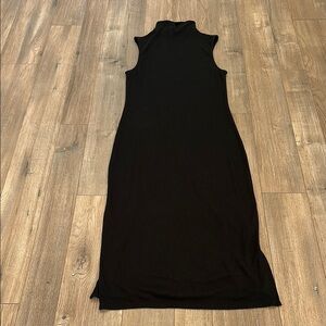 A New Day Black Ruffled Ribbed Sheath Dress
